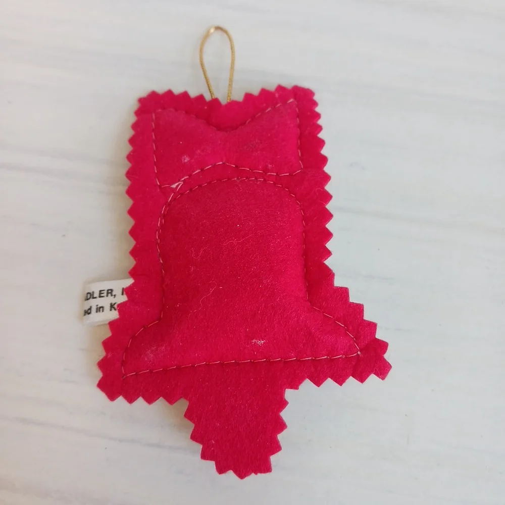 Vintage Kurt S Adler Felt Christmas Hanging Ornament Bell Korea